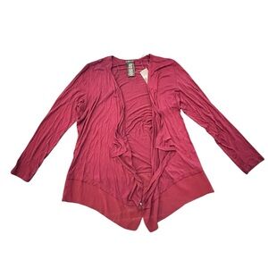 Design History Women's Cardigan Missy XL Burgundy Long Sleeve Open Front Casual‎